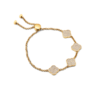 Shimmer Pavé Clover Bracelet (Gold)