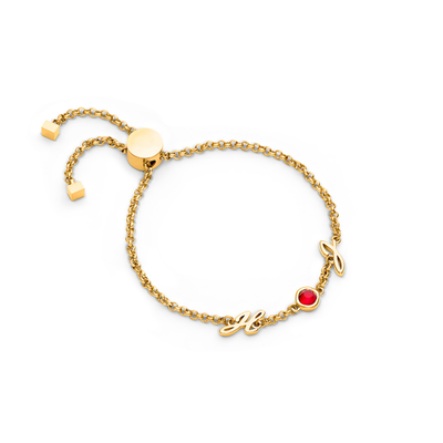 Made Mine Initials & Birthstone Bracelet (Gold)