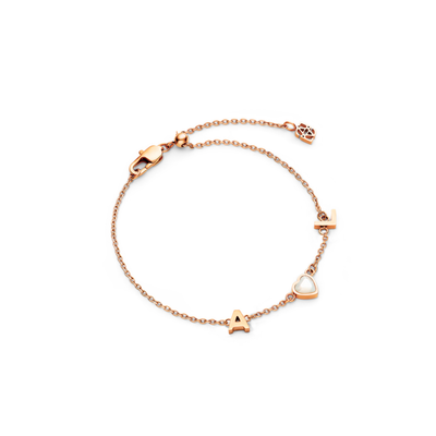 Made Mine Initials & Birthstone Bracelet (Rose Gold)