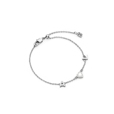 Made Mine Initials & Birthstone Bracelet (Silver)