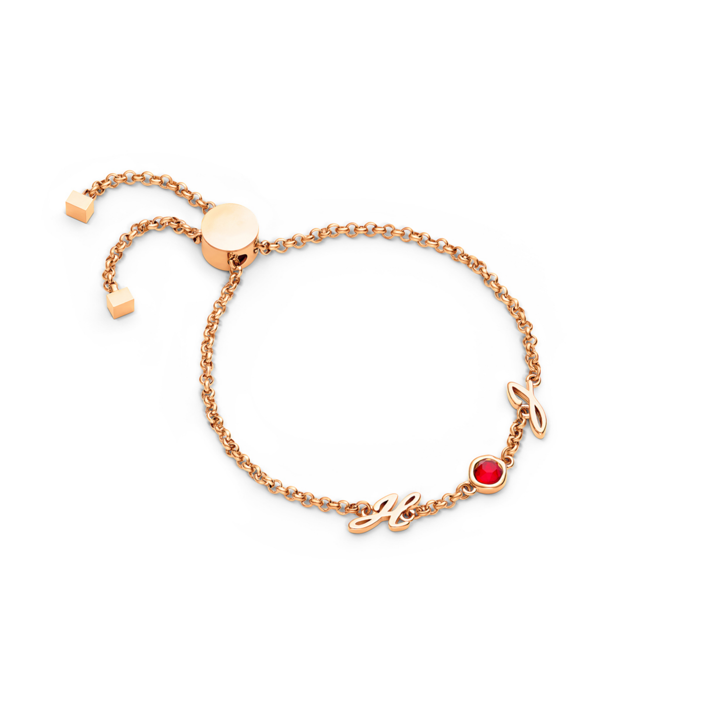 Made Mine Initials & Birthstone Bracelet (Rose Gold)
