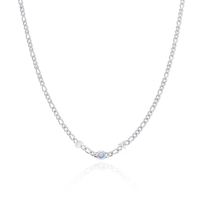 Made Mine Initials & Birthstone Necklace (Silver)