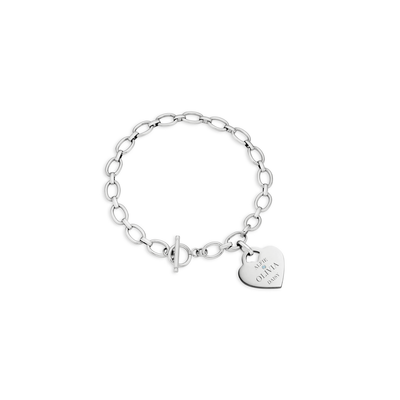 Heart Token Oval Bracelet (Silver)