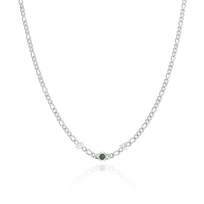 Made Mine Initials & Birthstone Necklace (Silver)