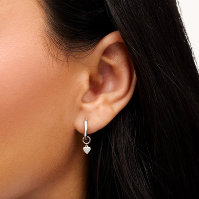 Fine Molten Heart & White Topaz Earring Bundle (Silver)