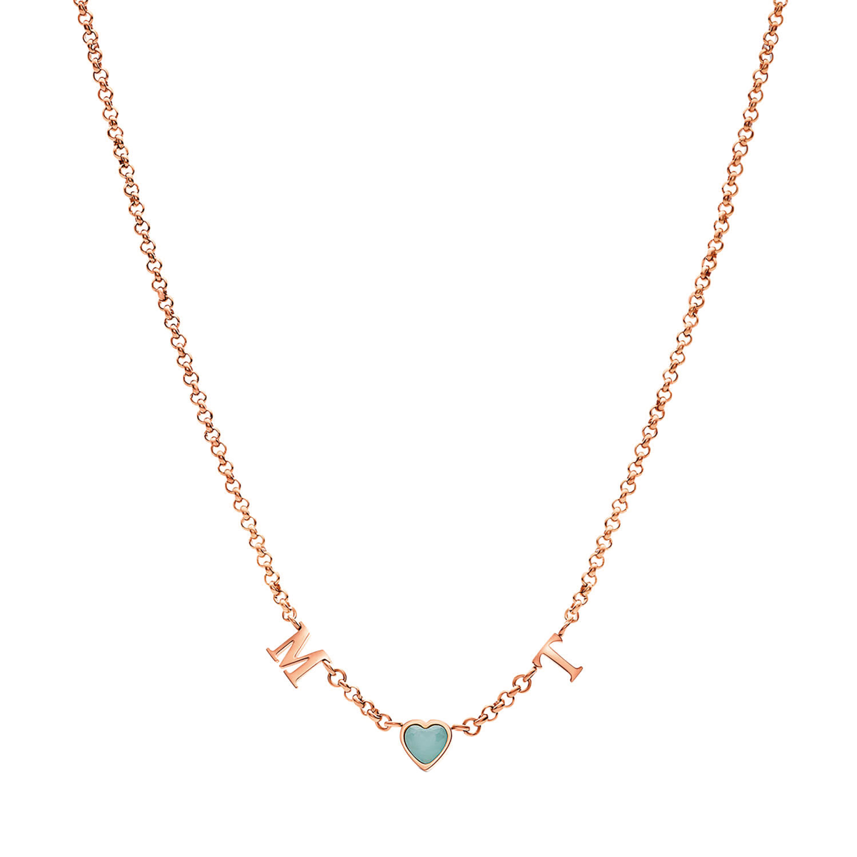 Made Mine Initials & Birthstone Necklace (Rose Gold)