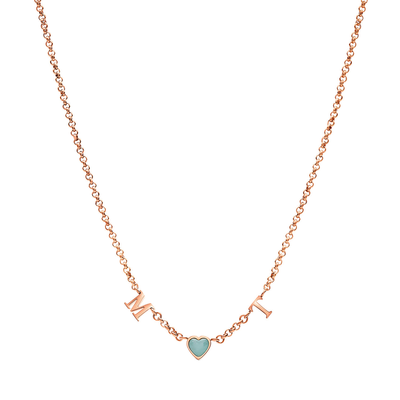 Made Mine Initials & Birthstone Necklace (Rose Gold)