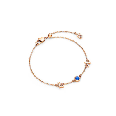 Made Mine Initials & Birthstone Bracelet (Rose Gold)