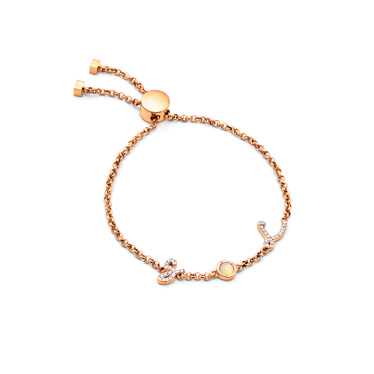 Made Mine Initials & Birthstone Bracelet (Rose Gold)
