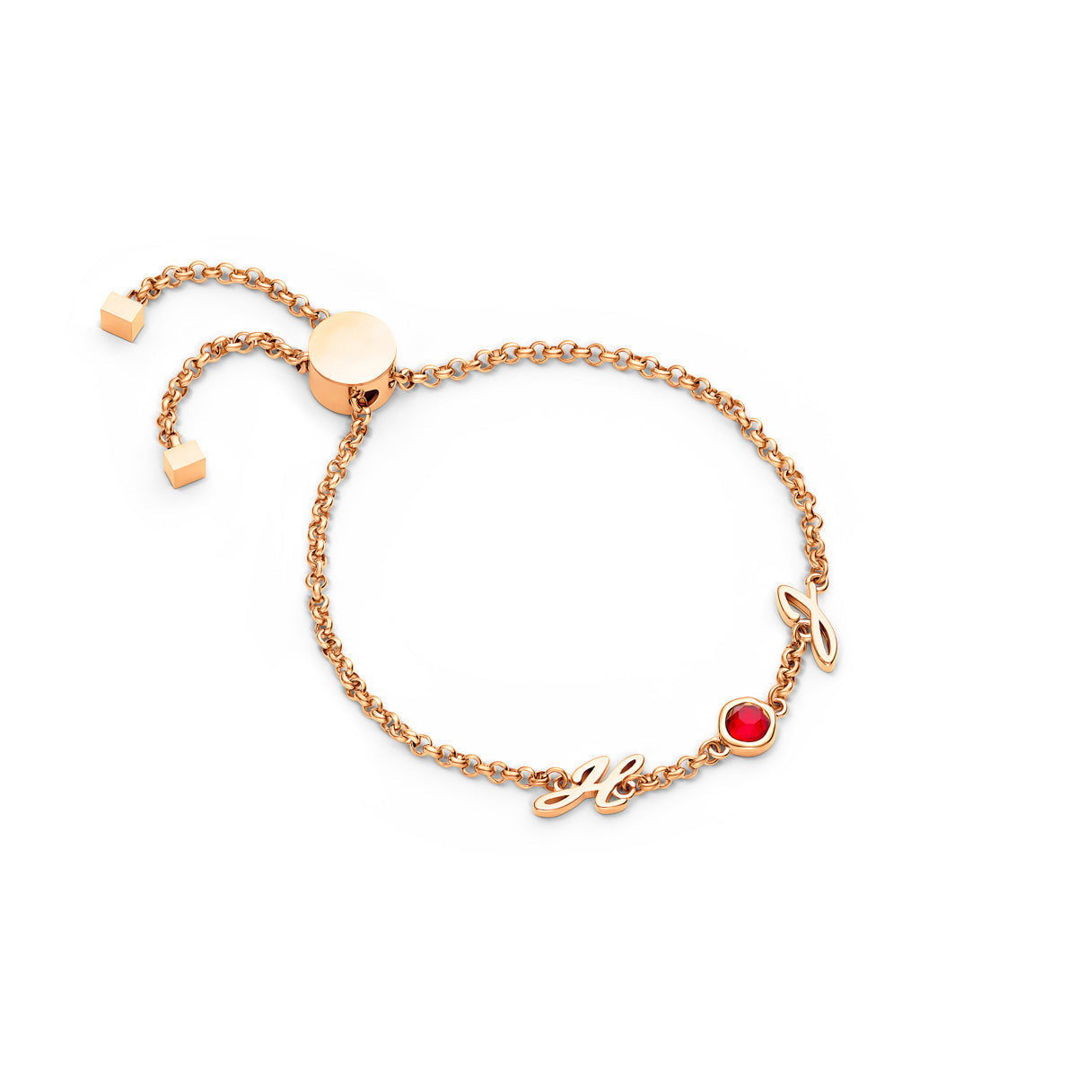 Made Mine Initials & Birthstone Bracelet (Rose Gold)