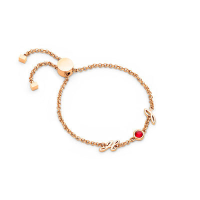 Made Mine Initials & Birthstone Bracelet (Rose Gold)