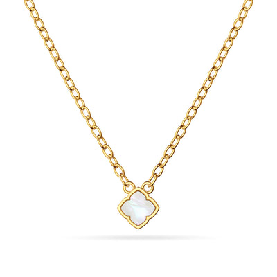 Mini Pearl Clover Necklace (Gold)