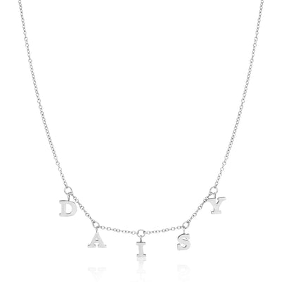 Mini Hanging Letter Name Necklace (Silver)