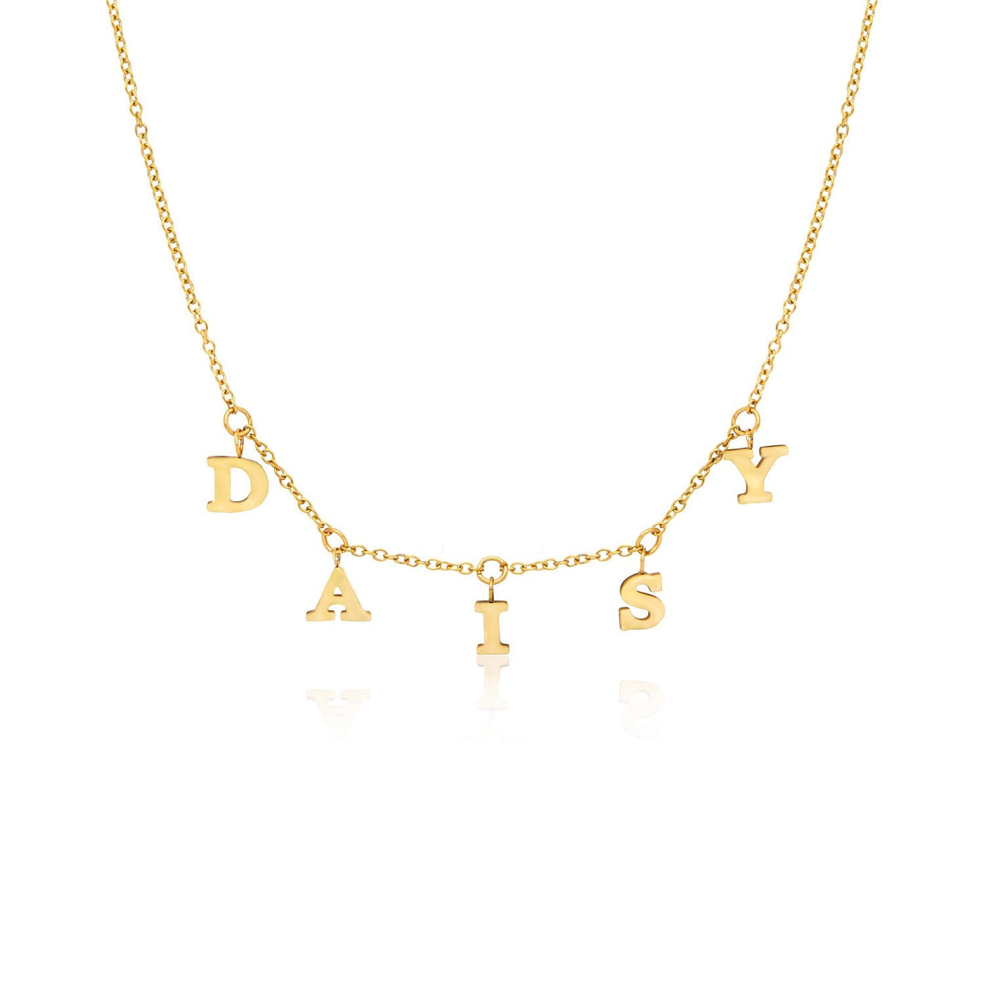 Mini Hanging Letter Name Necklace (Gold)