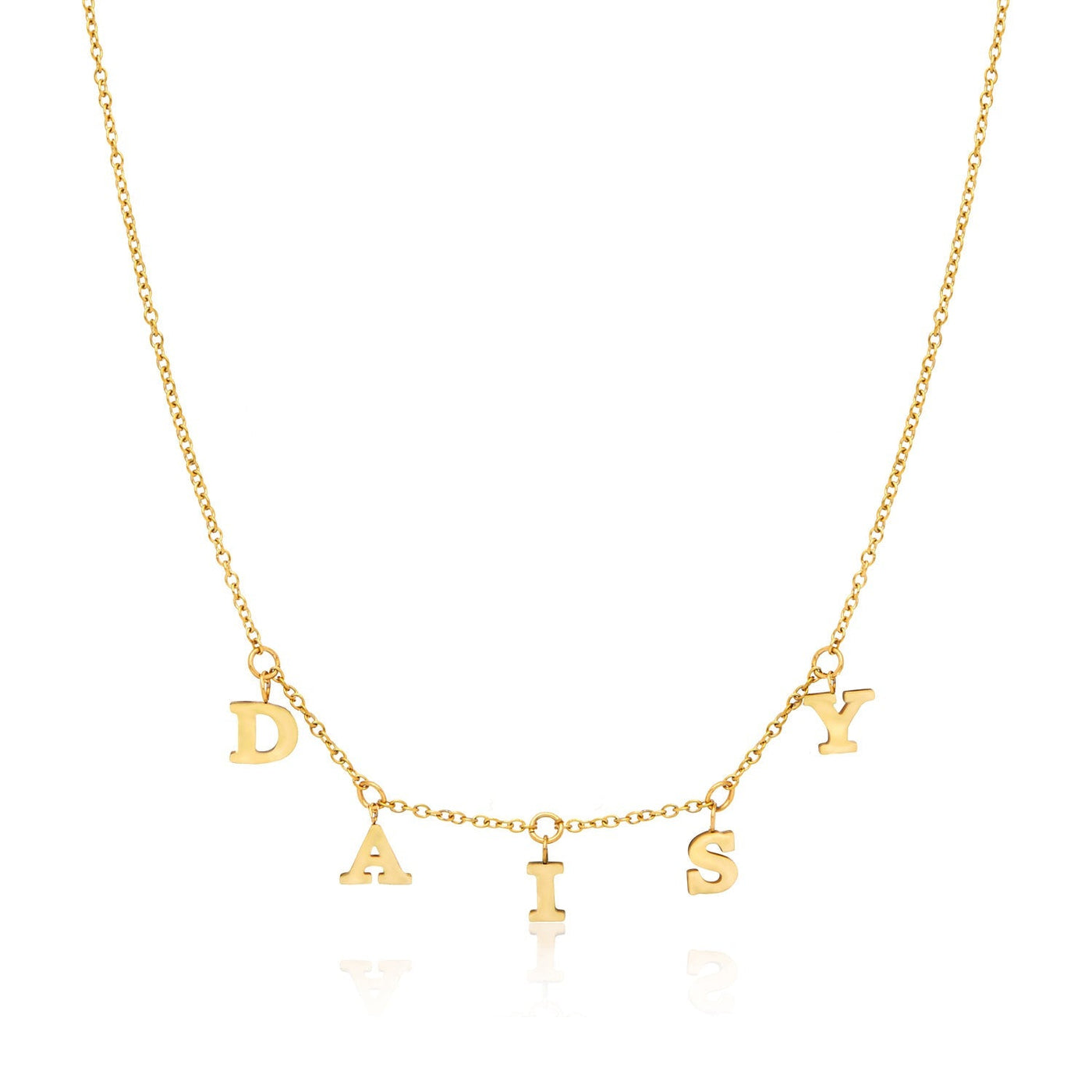 Mini Hanging Letter Name Necklace (Gold)
