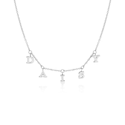 Mini Hanging Letter Name Necklace (Silver)