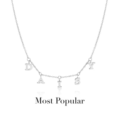 Mini Hanging Letter Name Necklace (Silver)