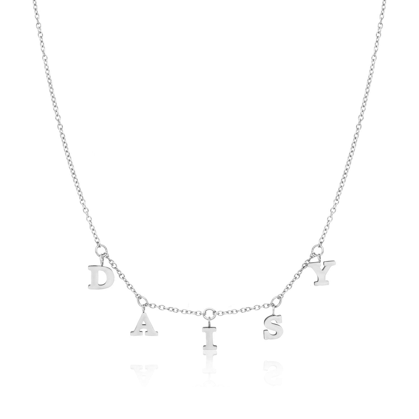 Mini Hanging Letter Name Necklace (Silver)
