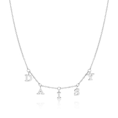 Mini Hanging Letter Name Necklace (Silver)