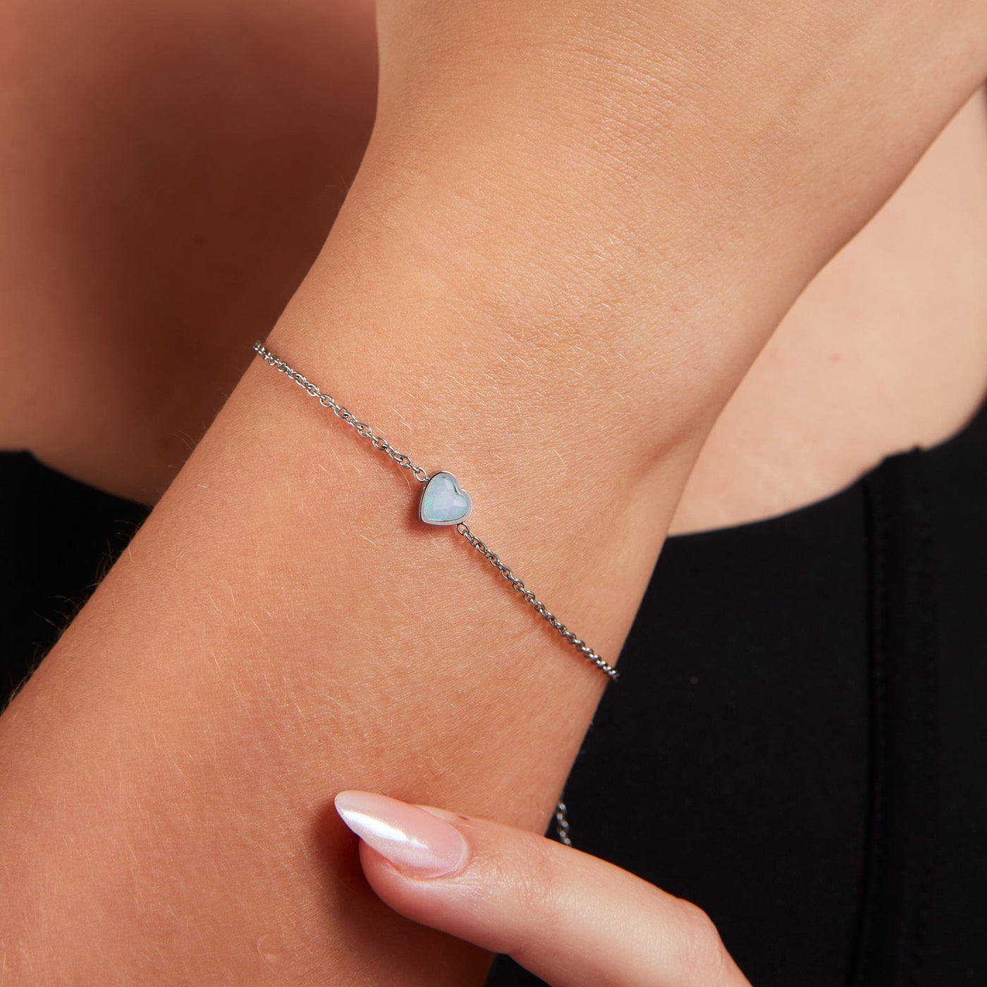 Blue Heart Bracelet (Silver)