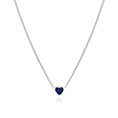 Mini Heart Birthstone Necklace (Silver)