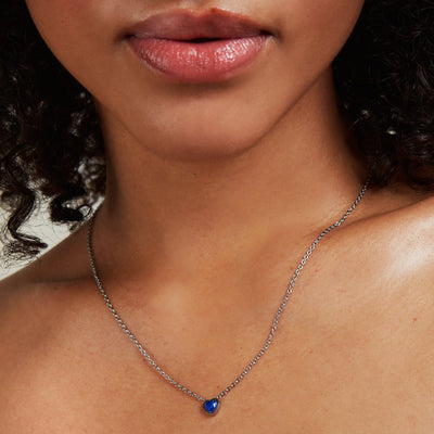Mini Heart Birthstone Necklace (Silver)