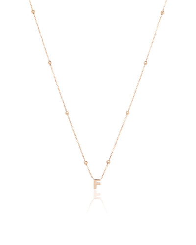Mini Letter Sphere Chain Necklace (Rose Gold)