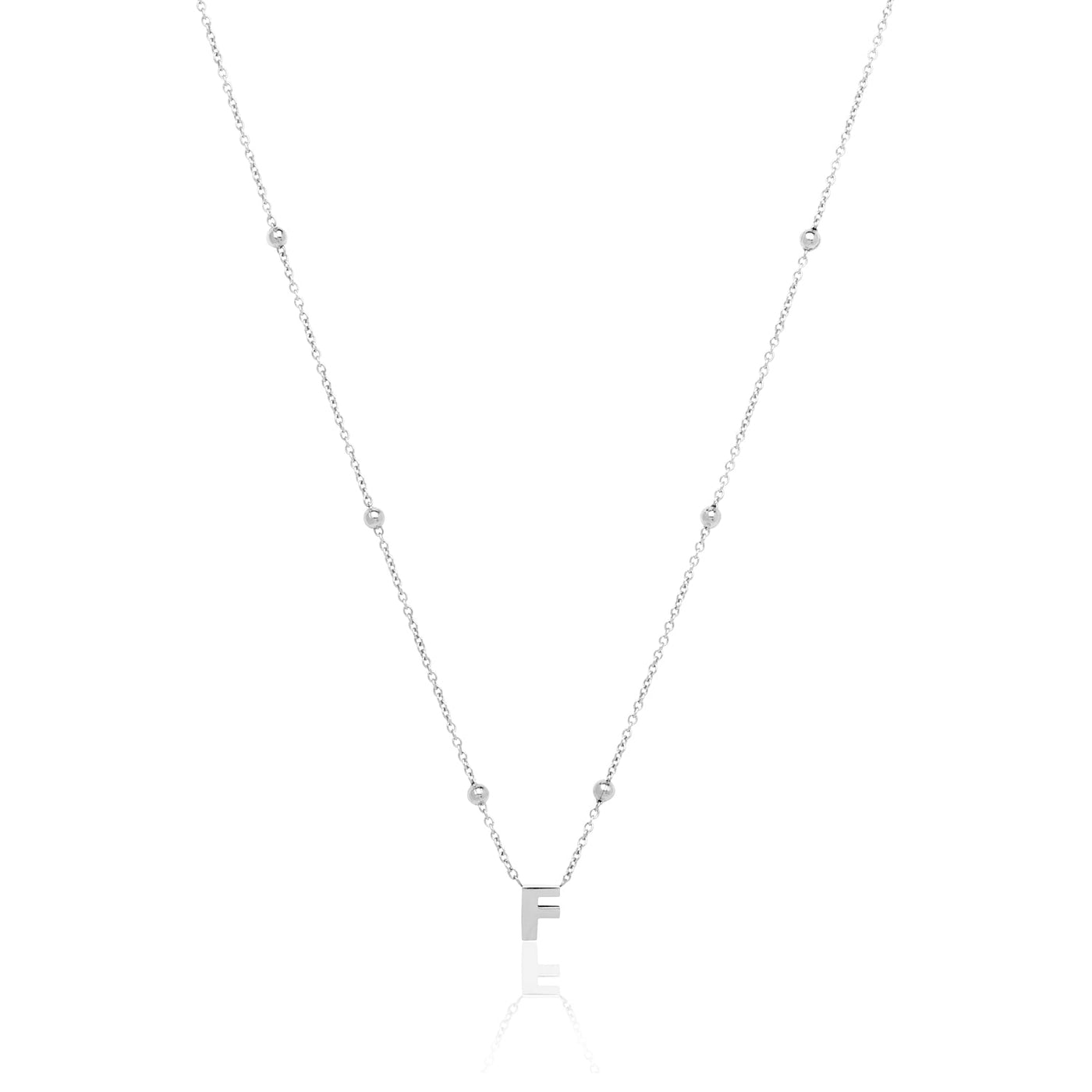 Mini Letter Sphere Chain Necklace (Silver)