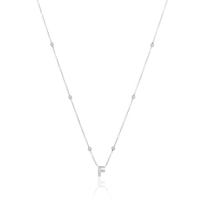 Mini Letter Sphere Chain Necklace (Silver)