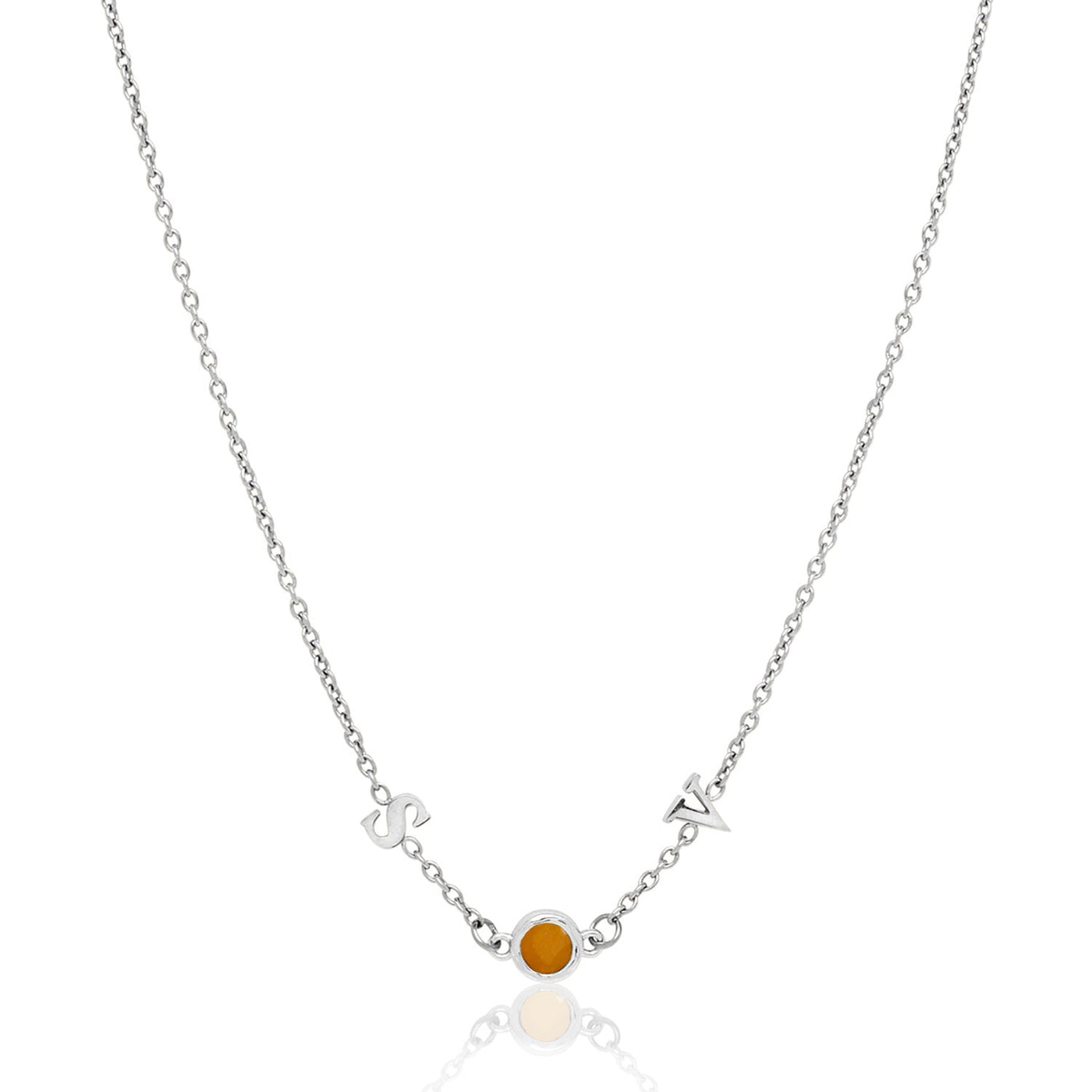 Made Mine Initials & Birthstone Necklace (Silver)