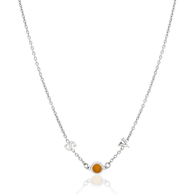Made Mine Initials & Birthstone Necklace (Silver)