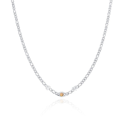 Made Mine Initials & Birthstone Necklace (Silver)