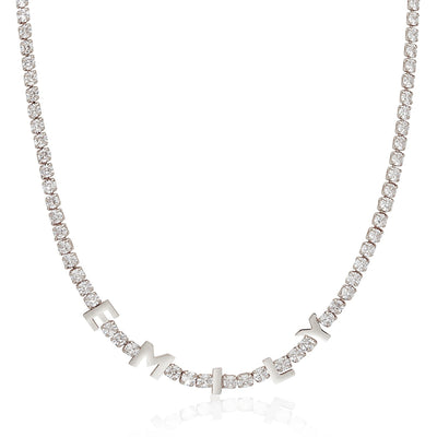 Custom Name Tennis Necklace (Silver)