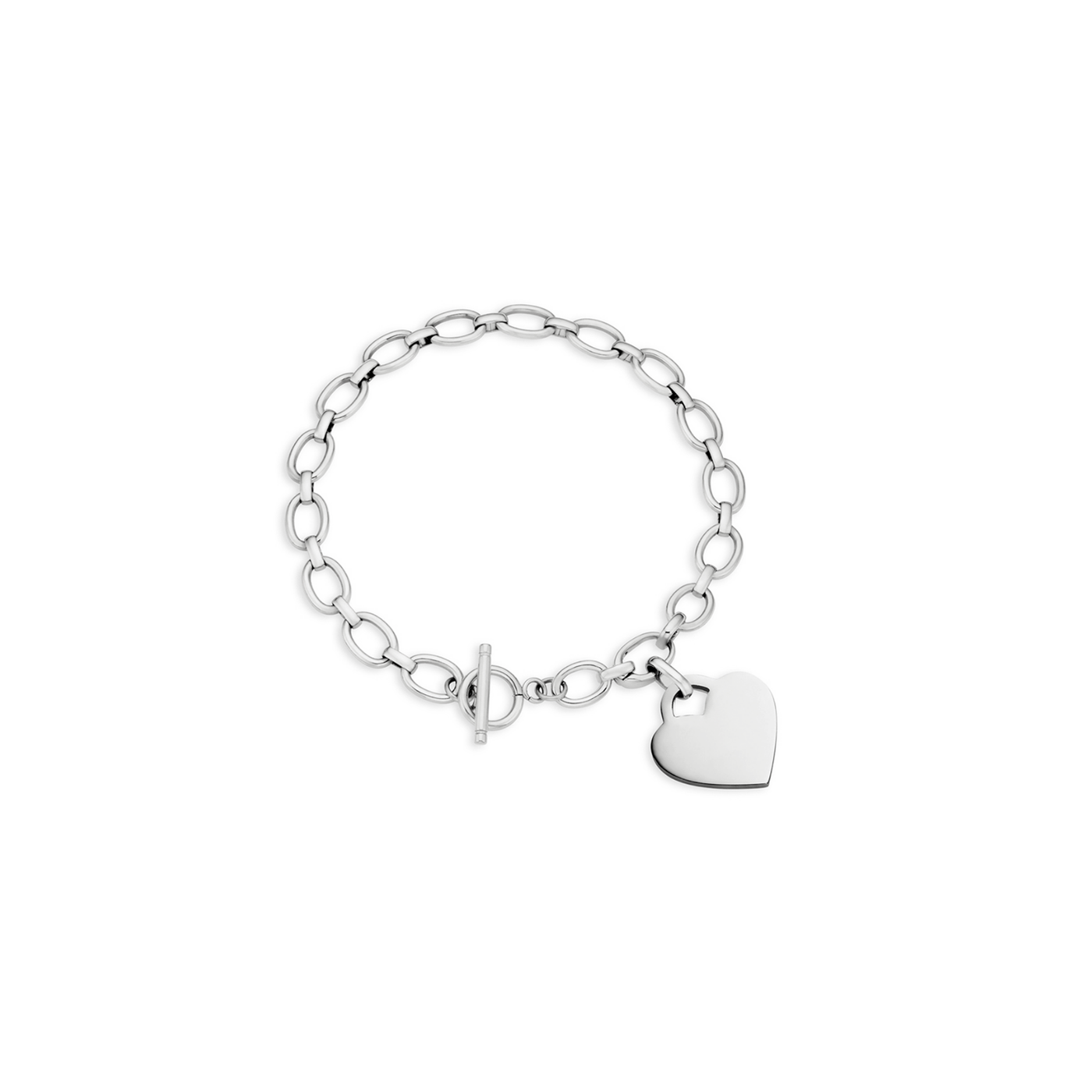 Heart Token Oval Bracelet (Silver)