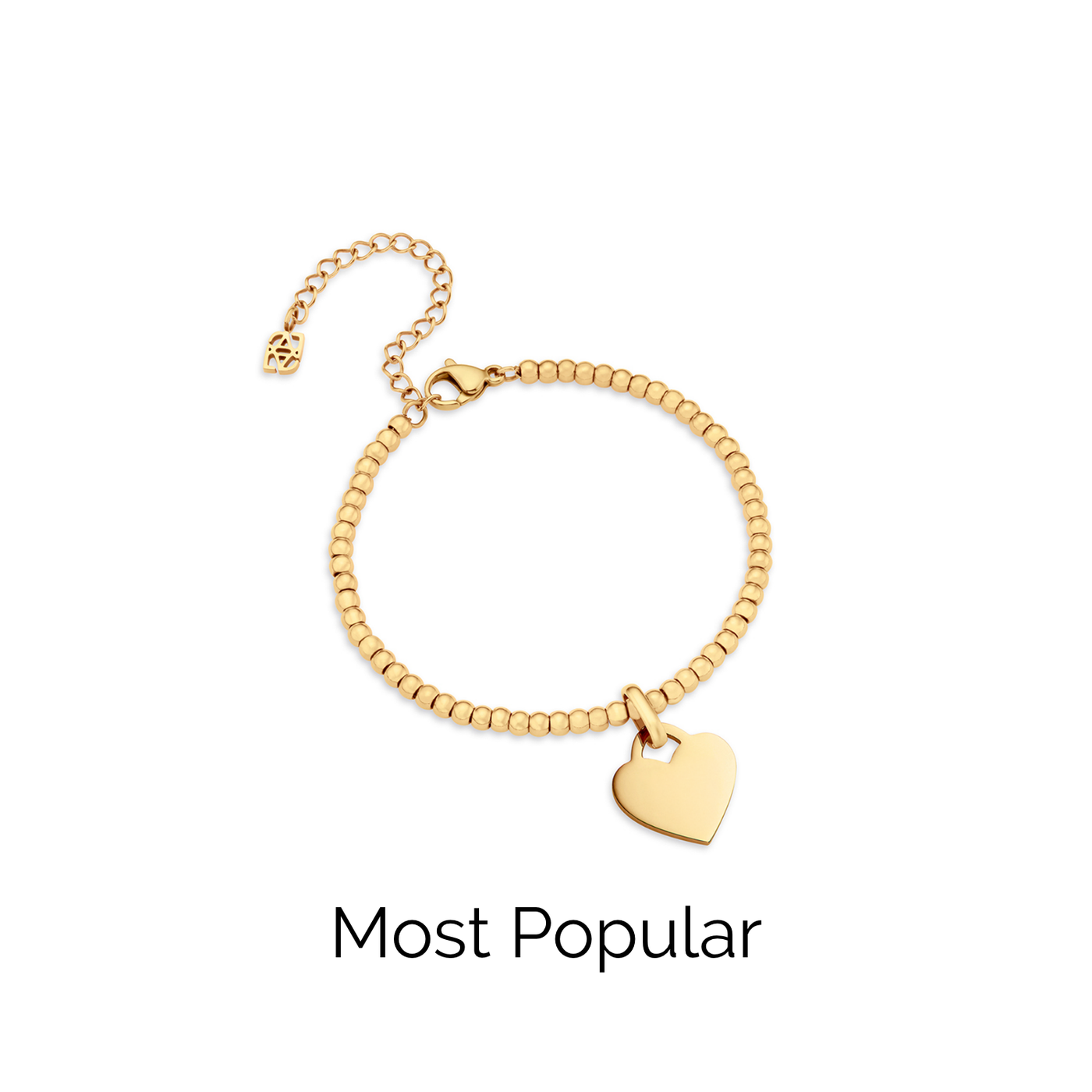 Heart Token Small Beaded Bracelet (Gold)