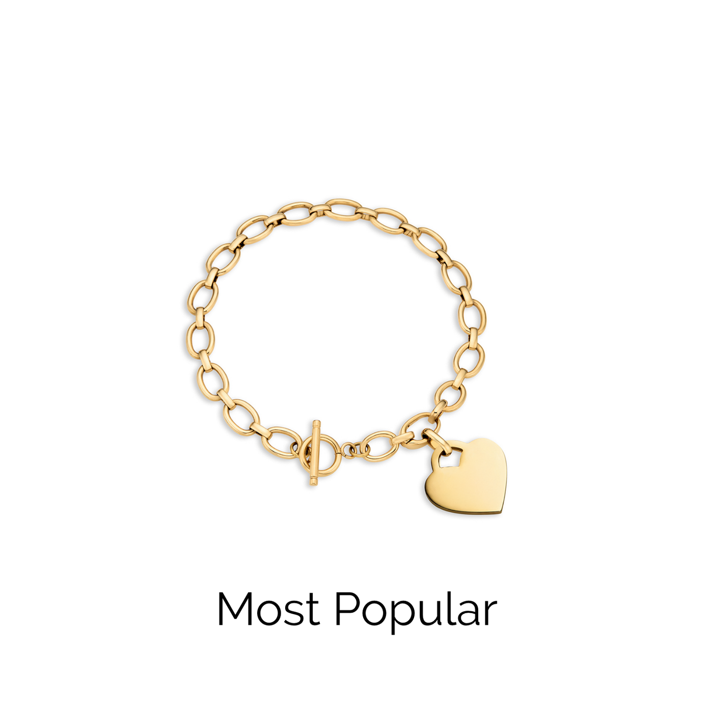 Heart Token Oval Bracelet (Gold)