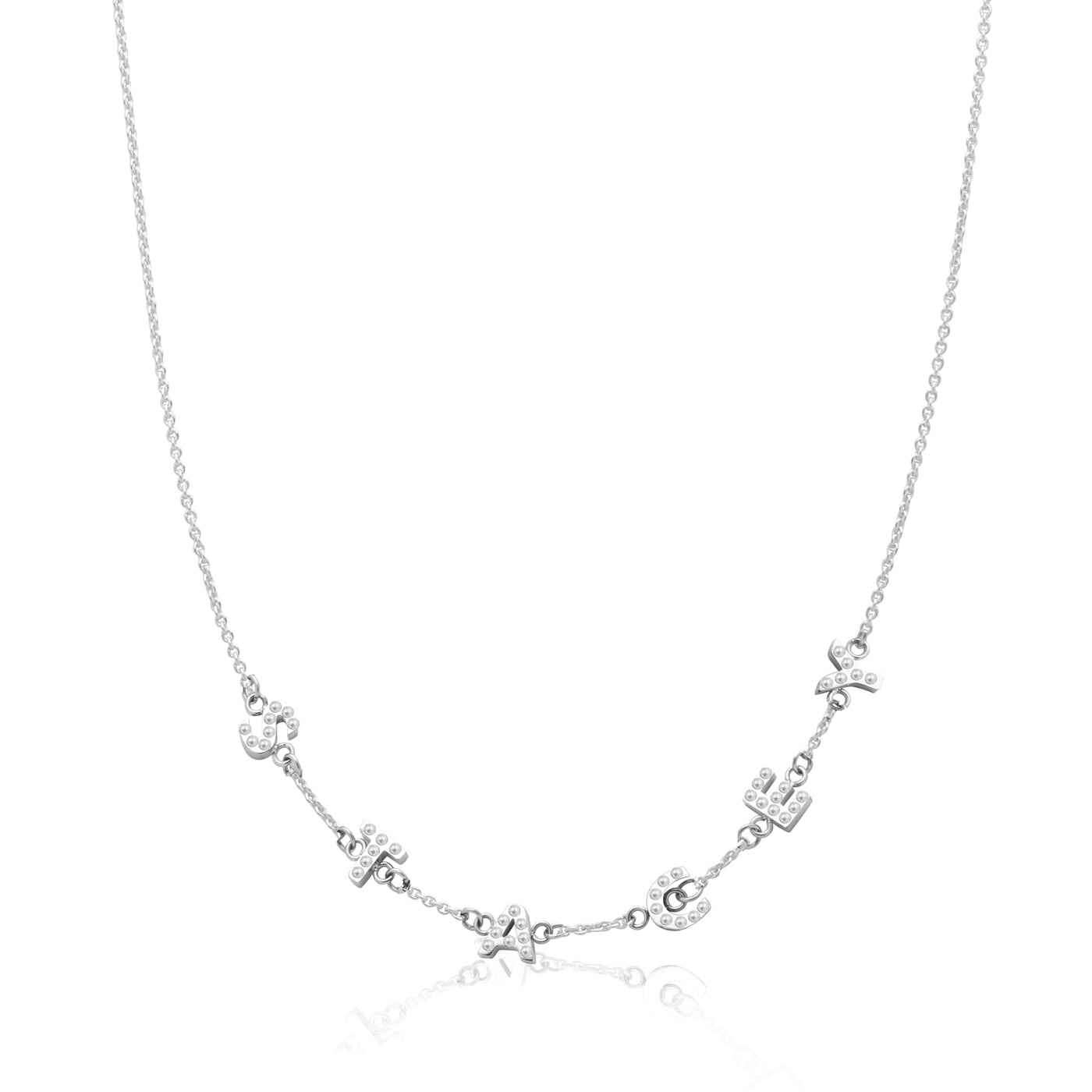 Pearl Custom Name Necklace (Silver)