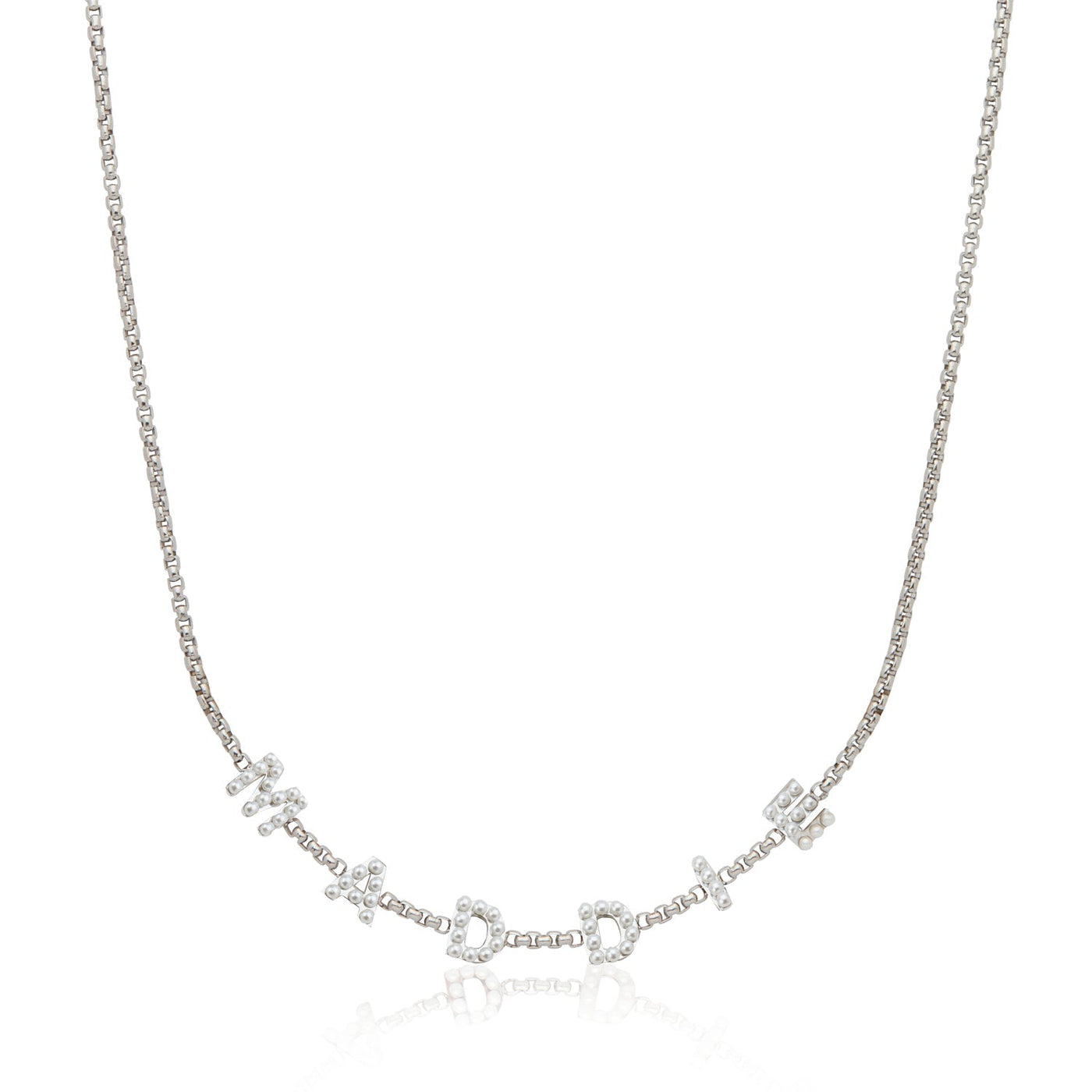 Pearl Custom Name Necklace (Silver)