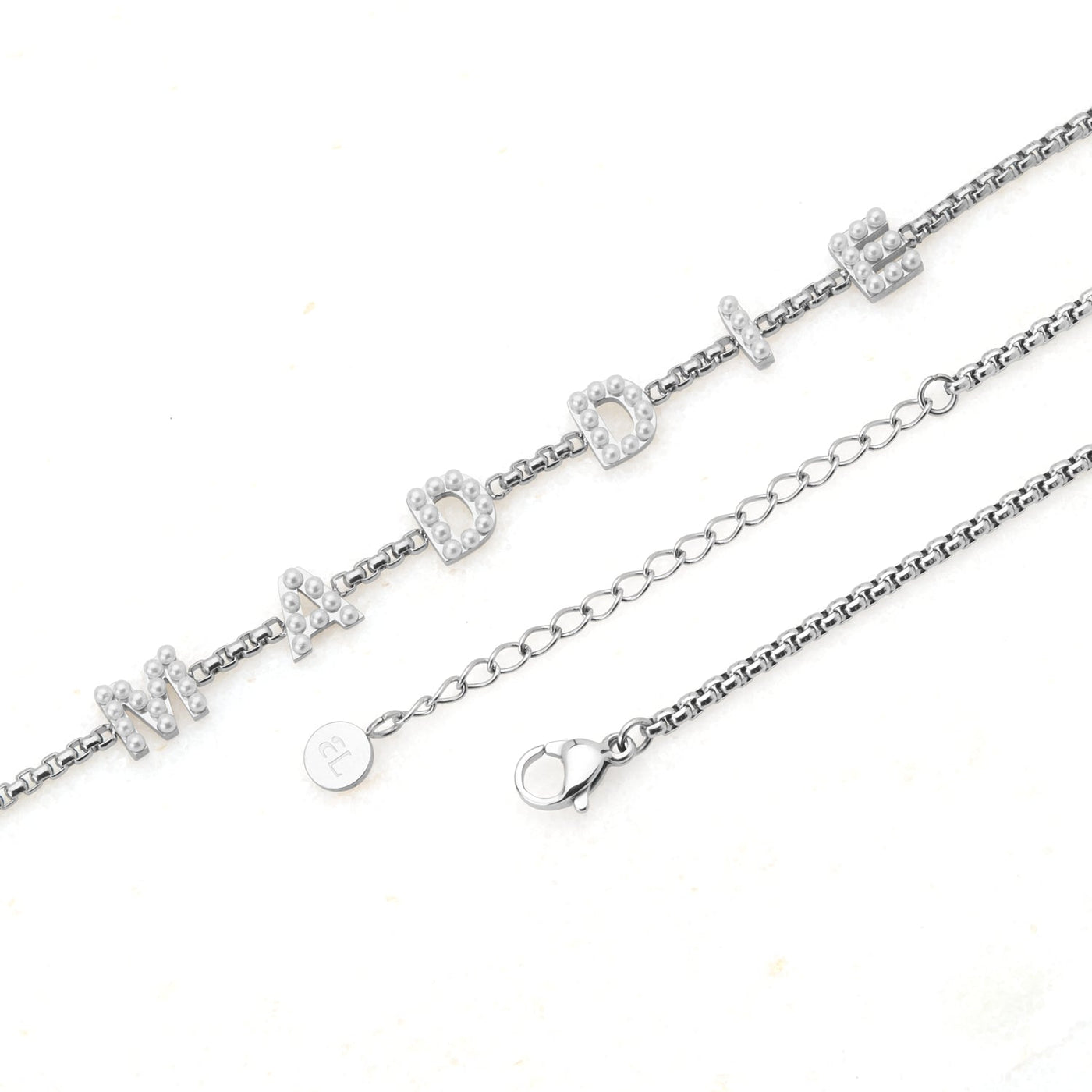 Pearl Custom Name Necklace (Silver)