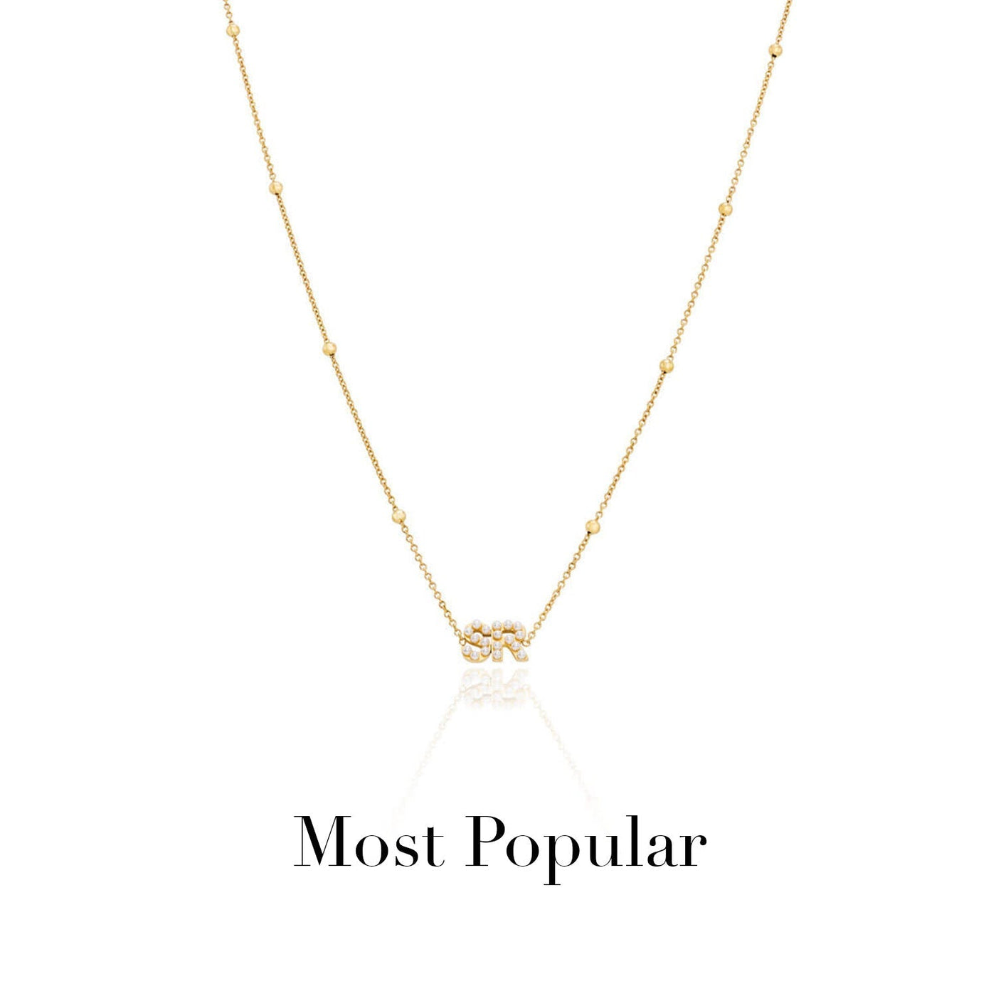 Pearl Initials Sphere Chain Necklace (Gold)