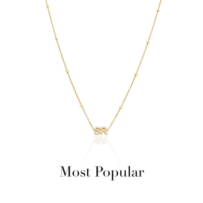 Pearl Initials Sphere Chain Necklace (Gold)