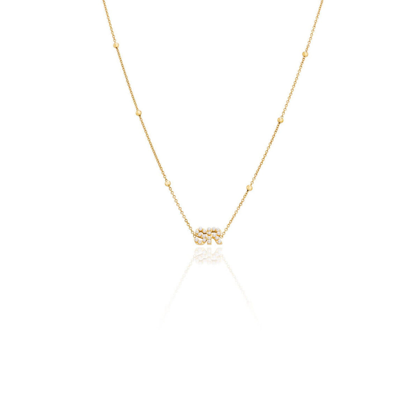 Pearl Initials Sphere Chain Necklace (Gold)