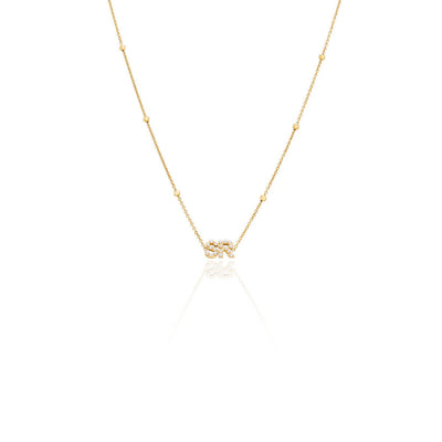 Pearl Initials Sphere Chain Necklace (Gold)