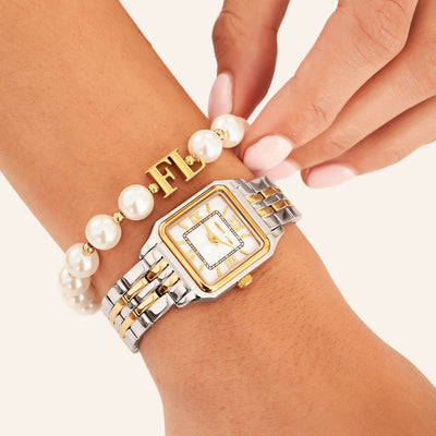 Lunar Pearl Initial Bracelet (Gold)