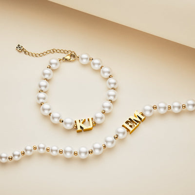 Lunar Pearl Initial Bracelet (Gold)