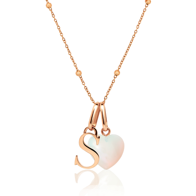 Personalised Initial & Birthstone Necklace (Rose Gold)