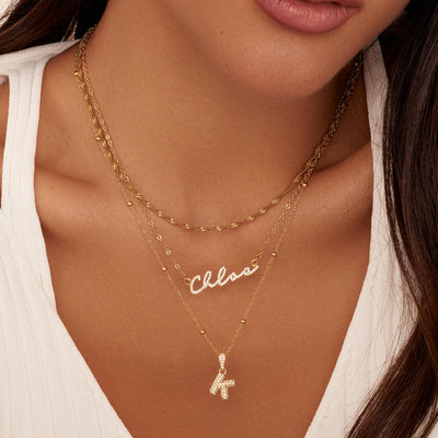 Bubble Initial Sphere Necklace (Gold)