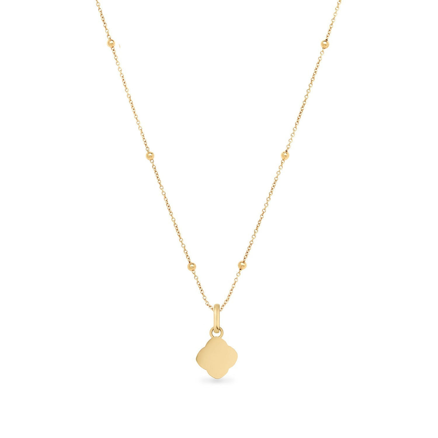Black Enamel Clover & Initial Necklace (Gold)