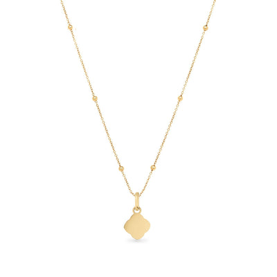 Black Enamel Clover & Initial Necklace (Gold)