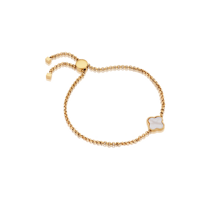 Pearl Clover Custom Name Bracelet (Gold)